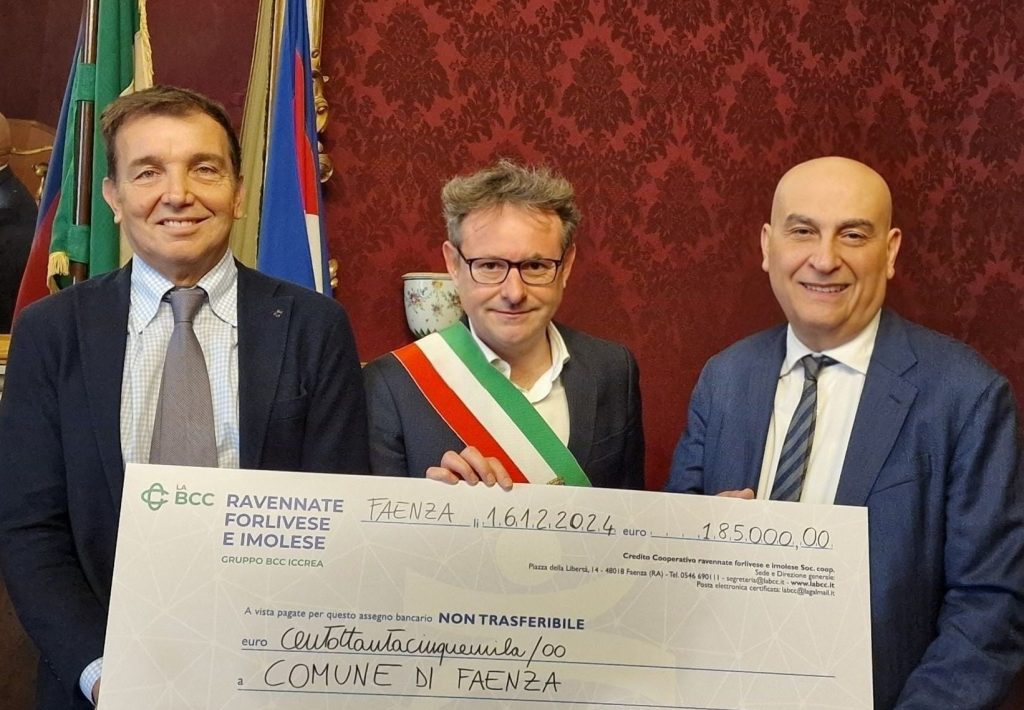 FAENZA: LA BCC A SOSTEGNO DELLA CITTA’ CON 185MILA EURO PER LE FAMIGLIE