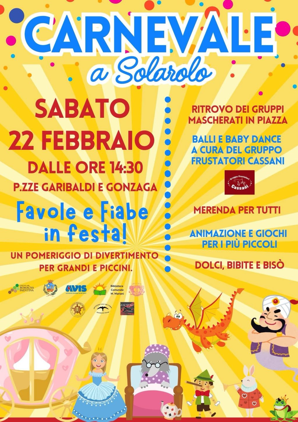 SOLAROLO: CARNEVALE “FAVOLE E FIABE IN FESTA”